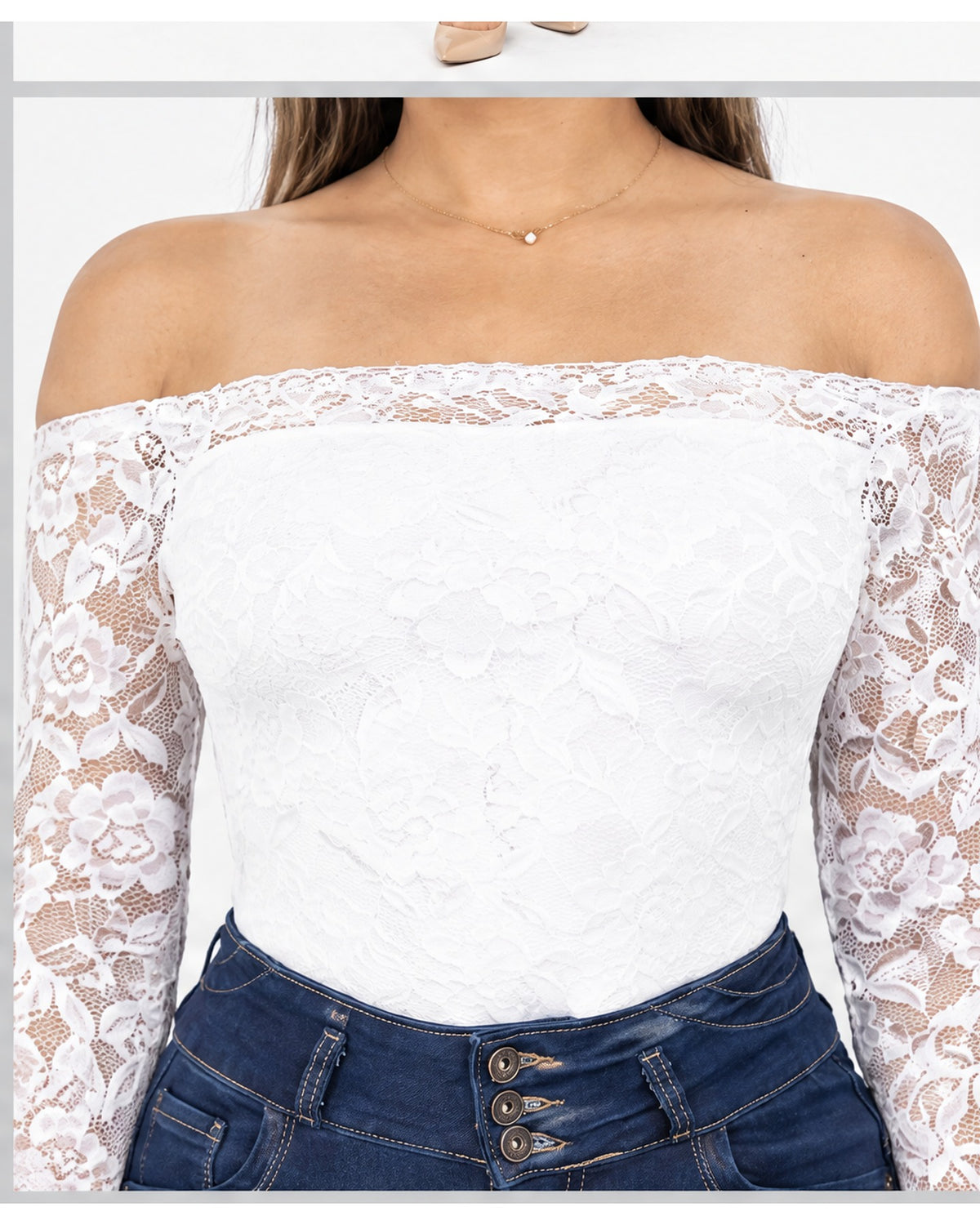 Body de encaje off-shoulder