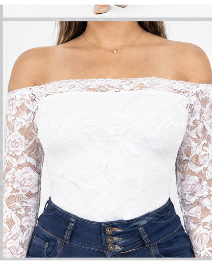 Body de encaje off-shoulder
