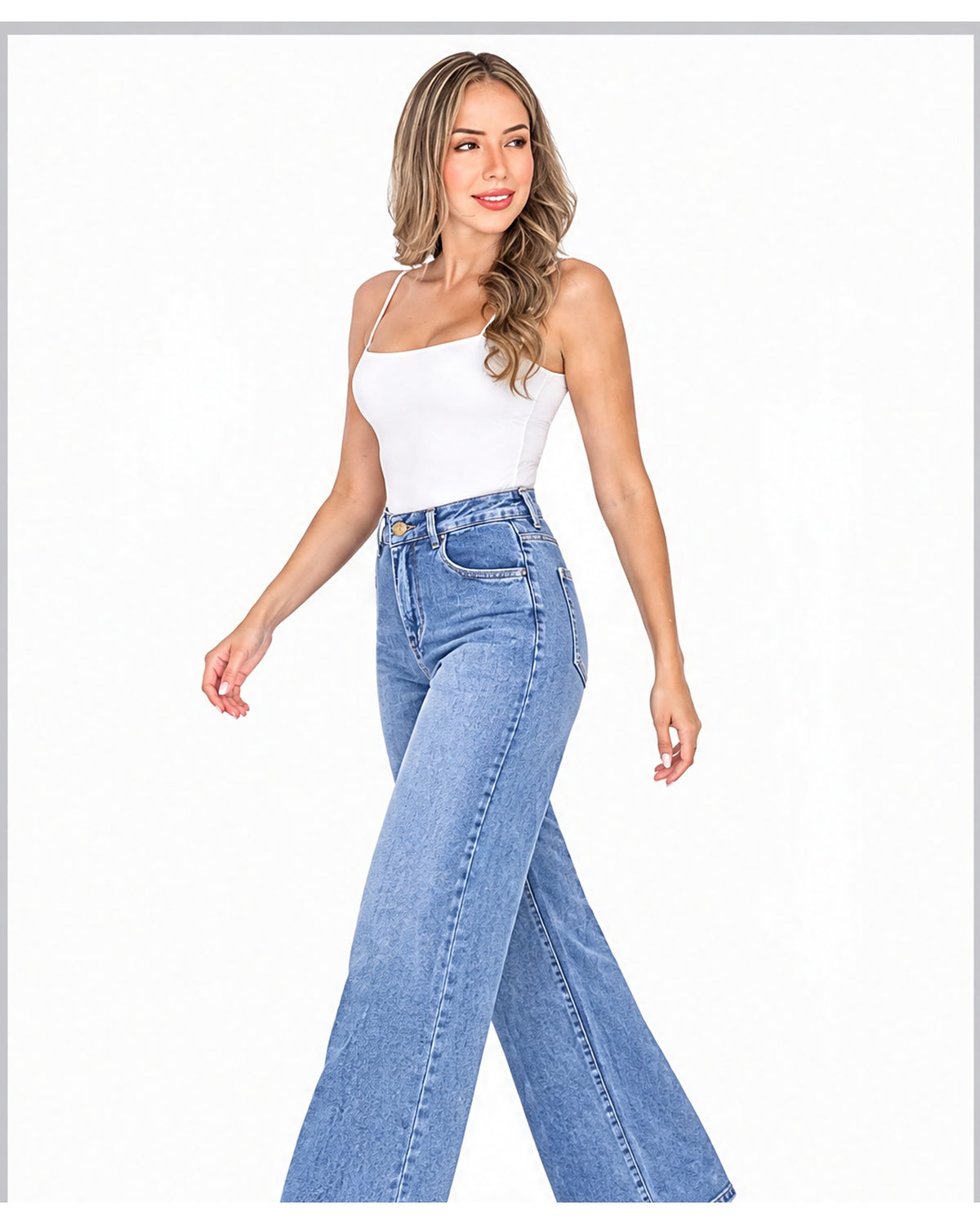 Jeans wide leg control fit