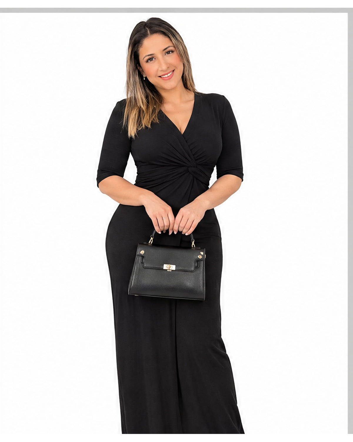 Vestido largo con nudo frontal